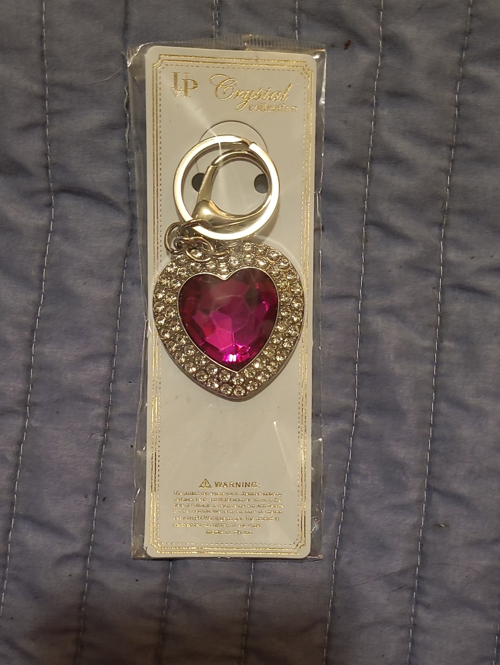 Pink Heart Crystal Keychain Keyring - Picture 1 of 2